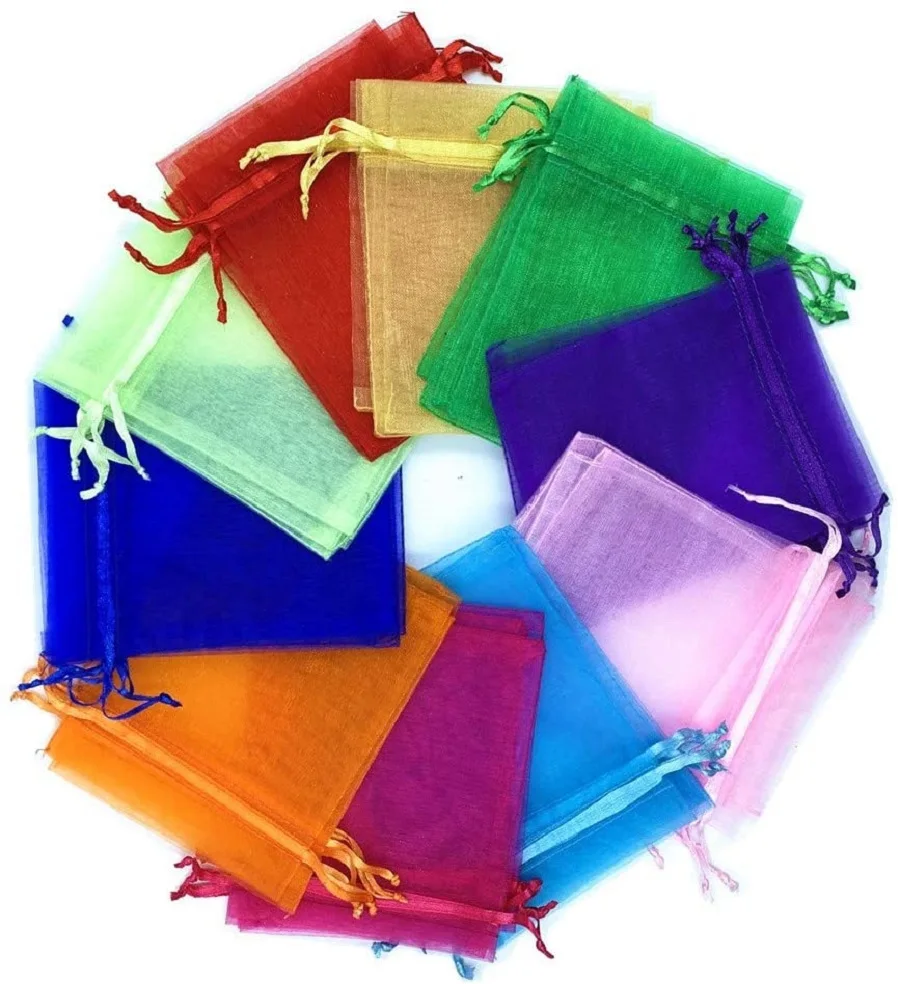 Best Seller 25 Colors 100PCS/Pack 7x9cm Premium Quality Sheer Organza Beads Packaging Bag Organza Favor Bag