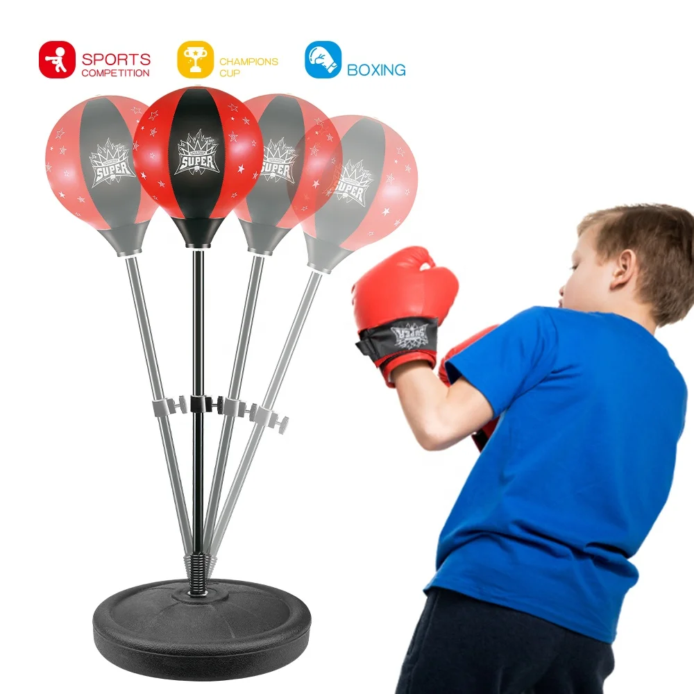 Kids Exercise Trainer Sport Boxing Toy Sets with Boxing Gloves & Height Adjustable Stand Kids Punching Bag Set Toy Indoor Toy