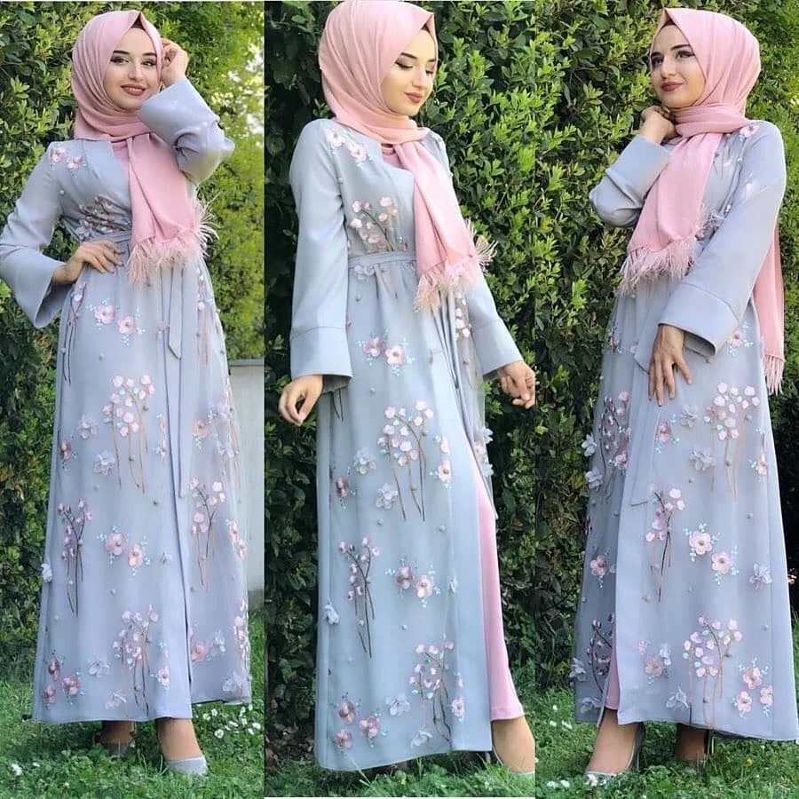 Роскошное женское кимоно Caftan Burkha Farasha Jalabiya халат Дубай исламское мусульманское платье Abaya Турецкая одежда с расклешенными рукавами
