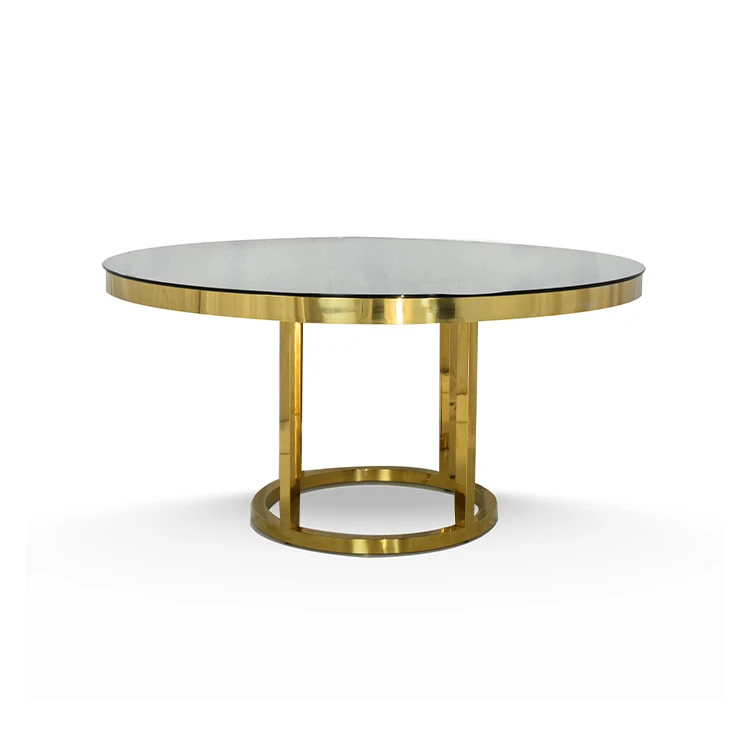 mirror glass dining round wedding stainless steel wedding event hotel table