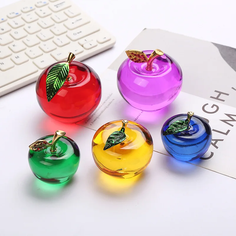 k9 Crystal Apple Paperweight Handmade Home Decoration Present Transparent Collectible Blank Figurines with Gift Box