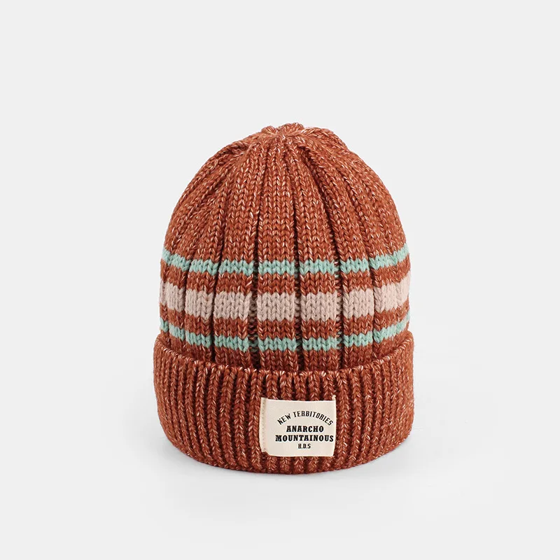 Baby Care Sleep Villus Promotion women pure color ski winter warm hat beanie stripe knitting thickened knit hat