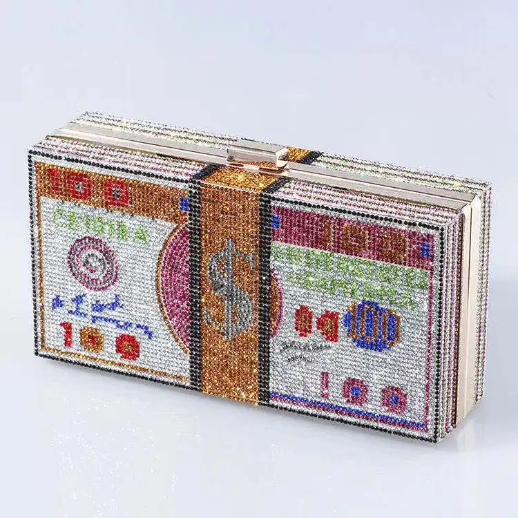 2023 Supplier Retail Luxury Rhinestone Dollar Evening Bag Ladies Clutch Bag Party