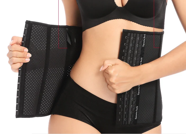 3 rows hook and eye  Fitness Corset Natural latex 9 Steel Bones Snatch Waist trainer belt for Women Workout and weight loss