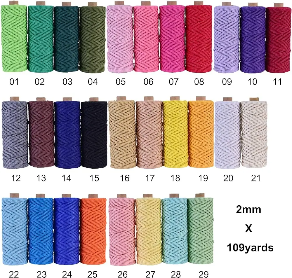 White Braided 4 Ply 2mm 3mm 4mm 5mm 6mm 8mm 10mm Strand Natural macrame white cord