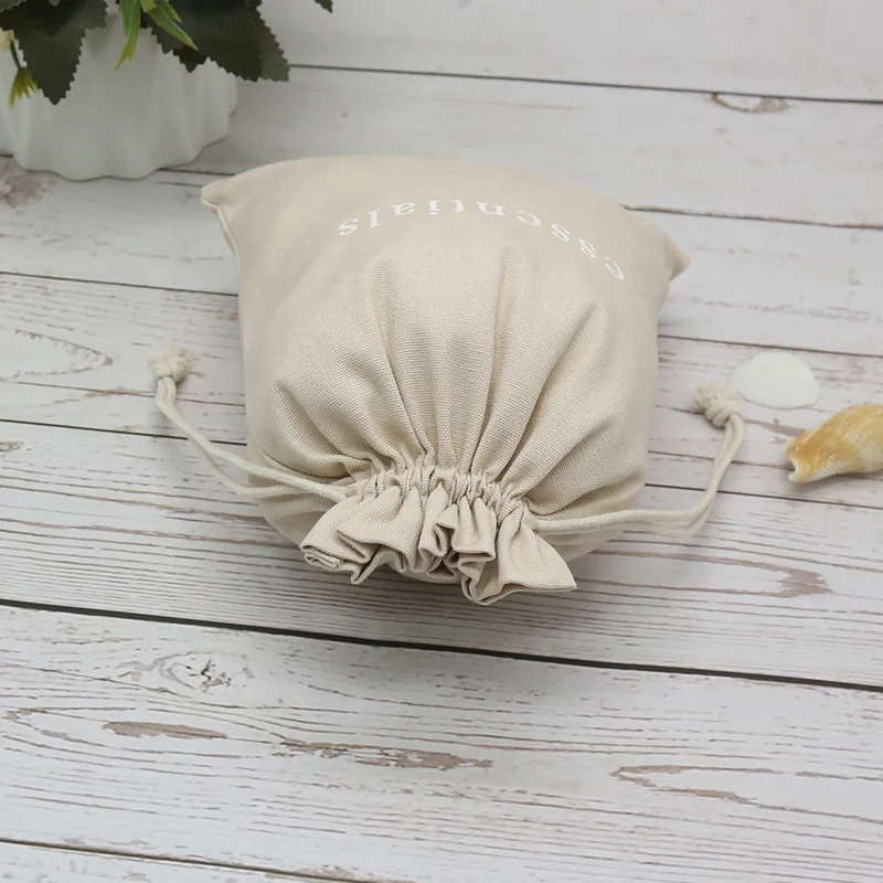 Canvas Bag Custom Logo Eco Friendly Plain Promote Drawstring For Packaging