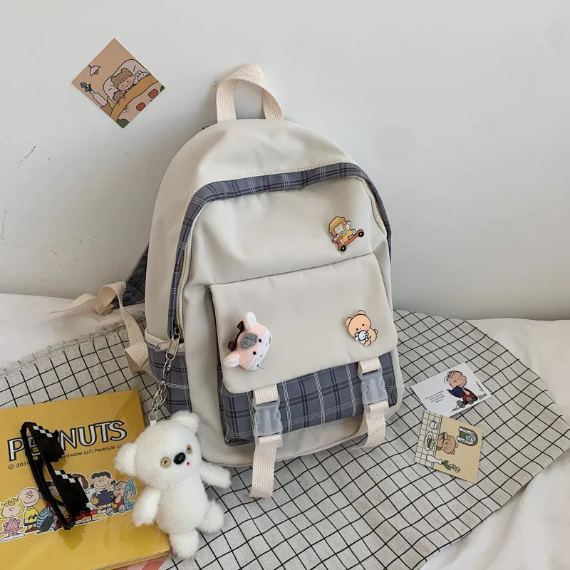 Stylish Student Cute Shoulder Backpack Bookbag with Pendant