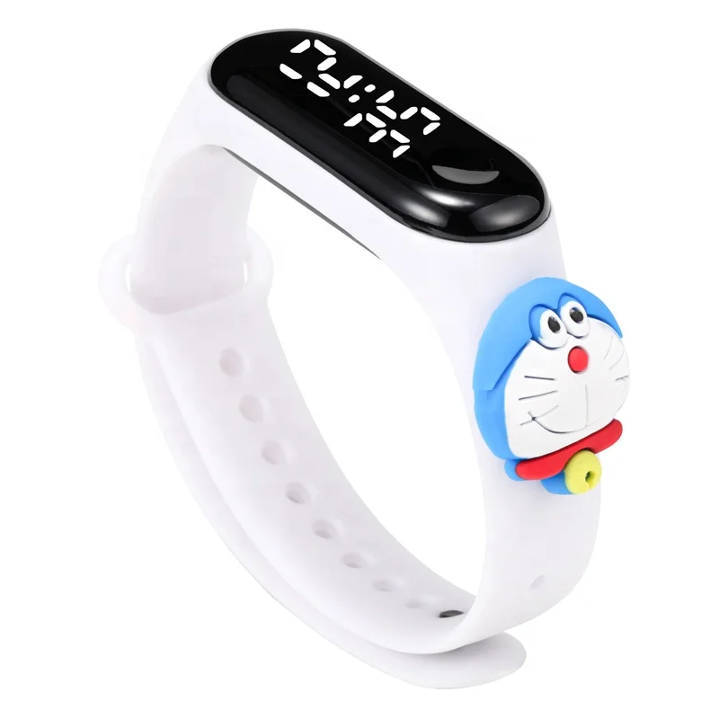 
Factory direct sale waterproof doll digital watch children soft blue and white light cartoon LED watch 