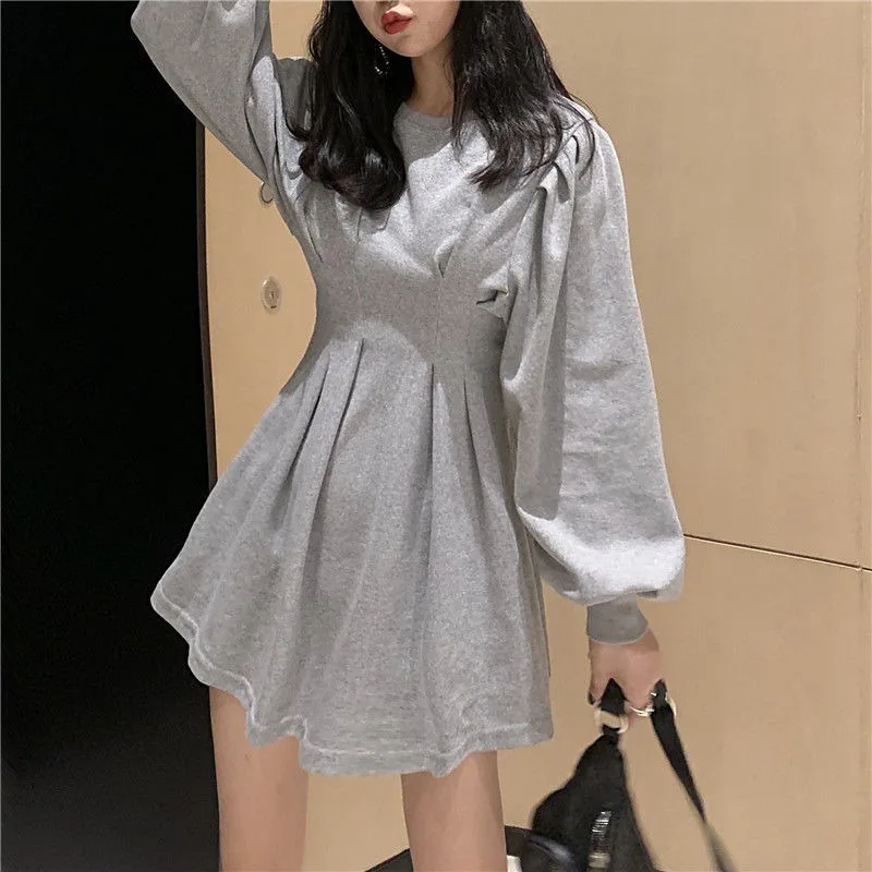 Long Sleeve Dress Women Wrap Black Mini Dress Spring 2022 Fashion Women Streetwear Harajuku Pleated Dress Korean Outfit