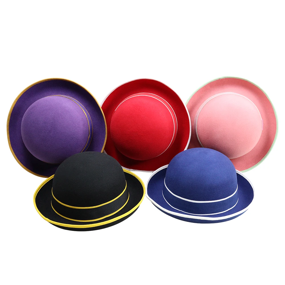 Wholesale Vintage Traditional Bowler Hat Derby White Black Gray Wool Felt Formal Dress Hats for Men Party Hat