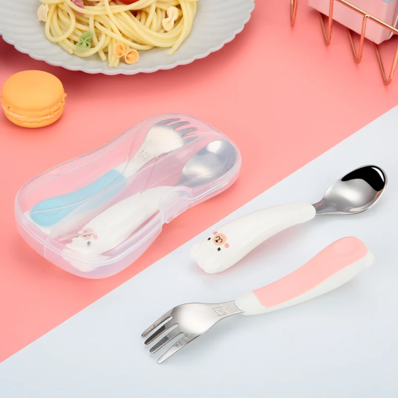 High Quality 304 Stainless Steel Children Flatware Baby Kids Fork Spoon Cutlery Set