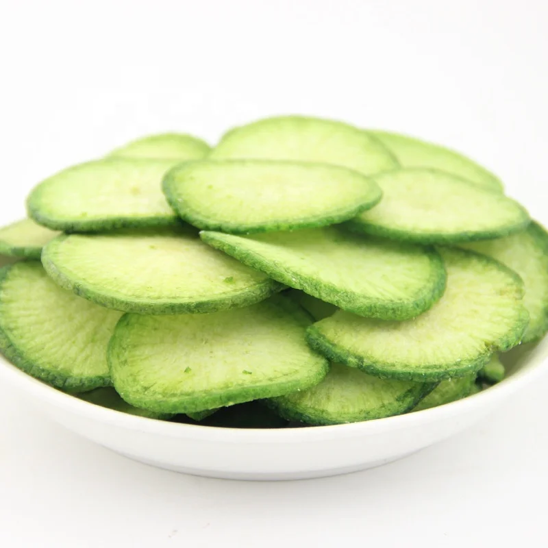 Halal Certificate Dried Vegetables Vacuum Fried Green Radish Chips For Wholesale Cheap And OEM Professional