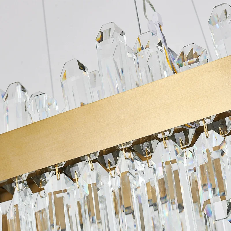 Gold Oval-shaped K9 Crystal Led Pendant Lamp Home Light Fixtures Ceiling circular chandelier