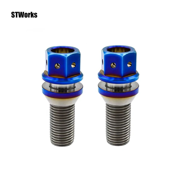 M14 *1.5*28 mm burnt blue titanium GR5 automotive titanium alloy wheel hub bolts nuts double head bolts for automotive parts