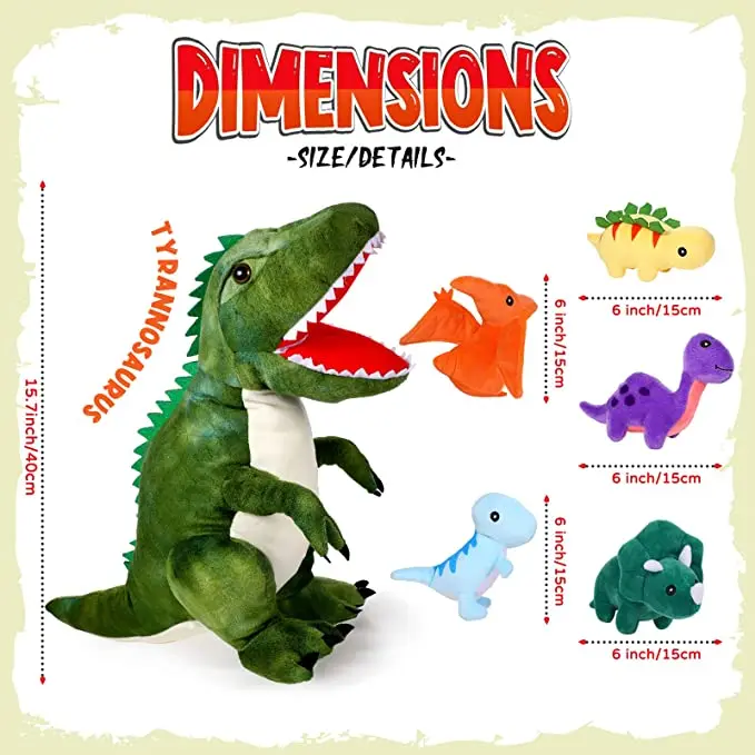 OEM/ODM плюшевый T-Rex динозавр плюшевое животное с милыми маленькими динозаврами в животе переноска живота мягкая подушка-животное