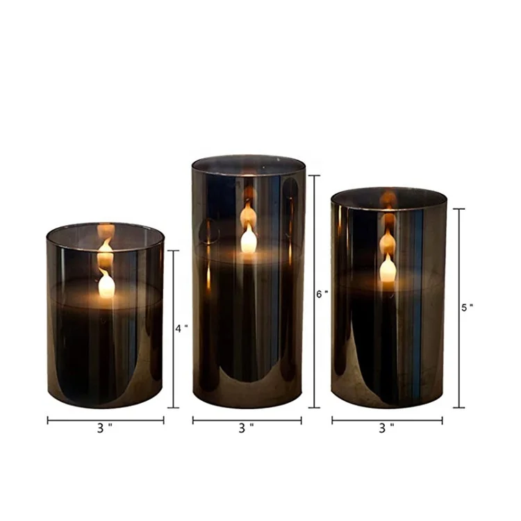 
wholesale glass flicker flame battery operated led candles with timer 