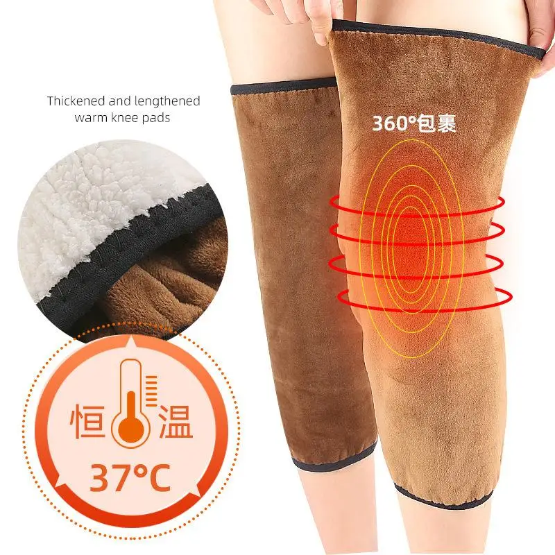 Autumn and winter cashmere wrapped double thickened knee warm zipper leg warmers