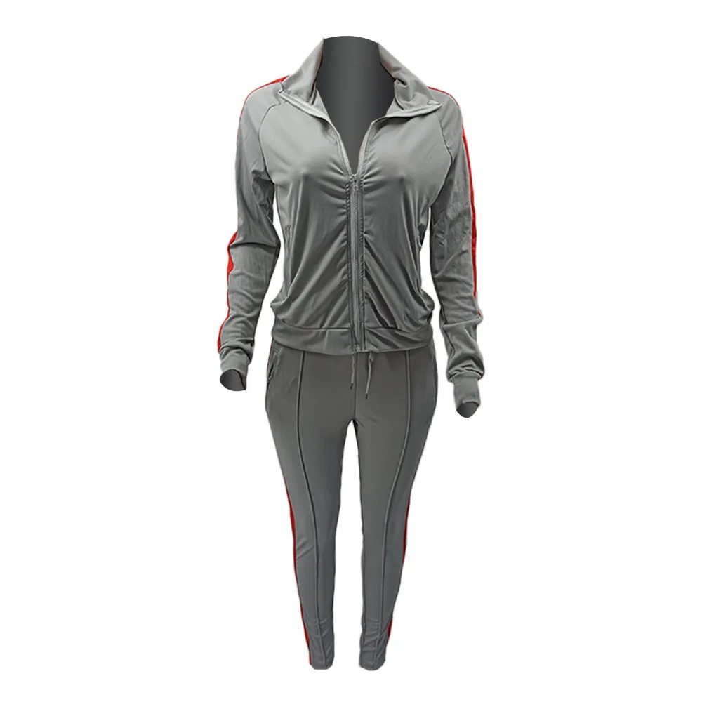 Fall Spring 2021casual Women Lady Zipper Long Sleeve Tracksuit Fitness 2 Two Piece Outfits Jogger Pants Set For Women Clothing