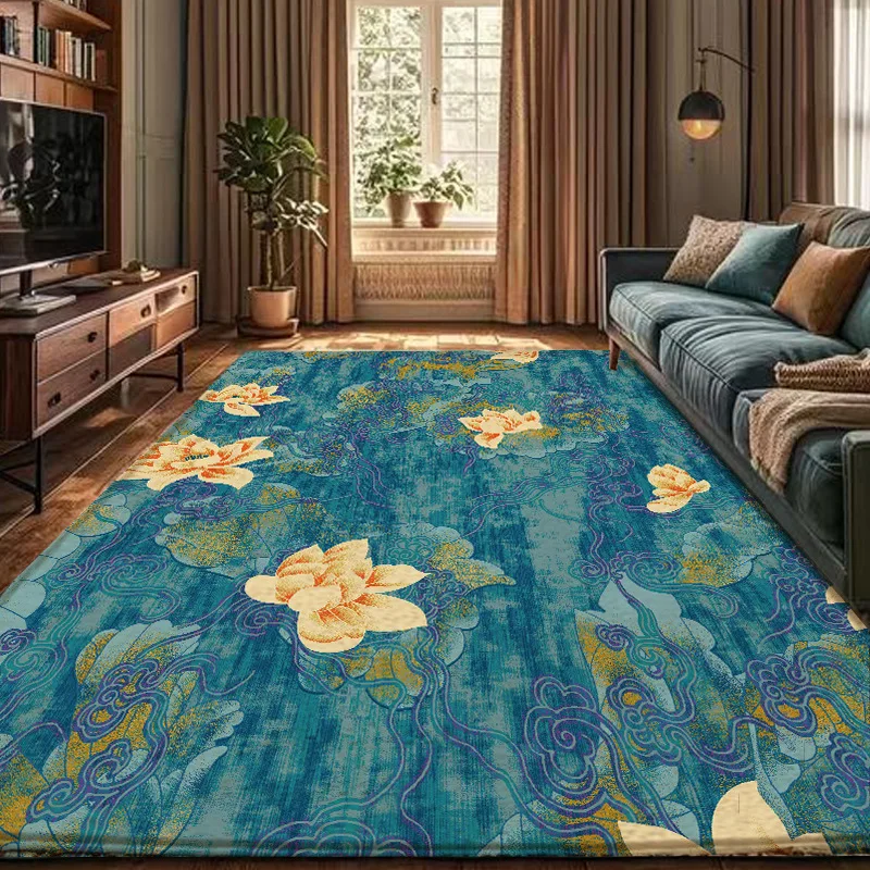 Couture Handmade Modern Style Square Carpet Vintage Print Flocked Braided Rugs for Dining Room and Door Praying Easy-Care