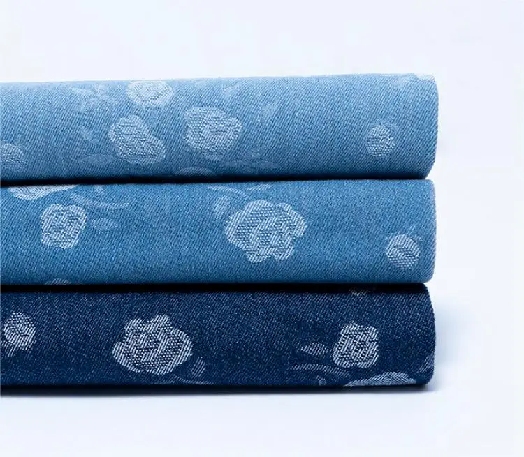 2024 new design stock lot jacquard cotton denim fabric polycotton spandex stretch jean fabric