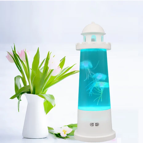 TIANHUA USB Aquarium Decor Bedside Table Night Light LED Jellyfish Lamp For Kids
