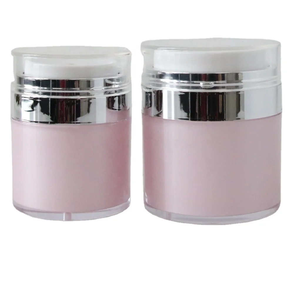 15g Round Pink Acrylic Plastic Airless Pump Cream Jar for Cosmetics Packaging Container