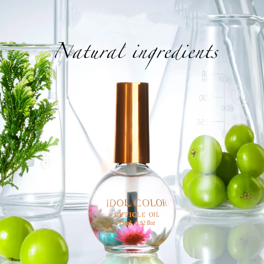 OEM 15ml Dried Flowers Nutritional Cuticle Oil Treatment Nutritious Gel Polish Cuticle Nail Art Tool Nail Beauty Oil with Bottle