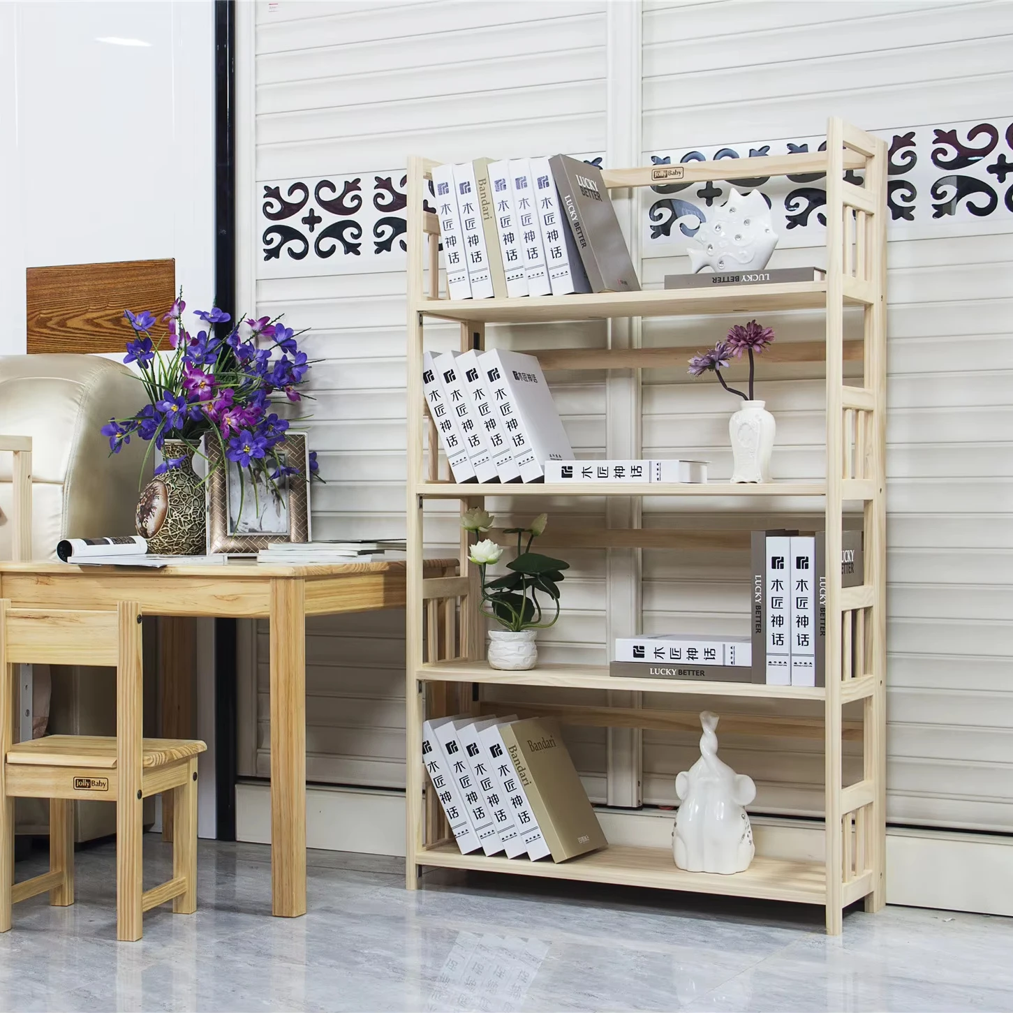 Factory Wood Book Corner Shelf Rack Bookcase Home Living Room Furniture Wooden Bookshelf