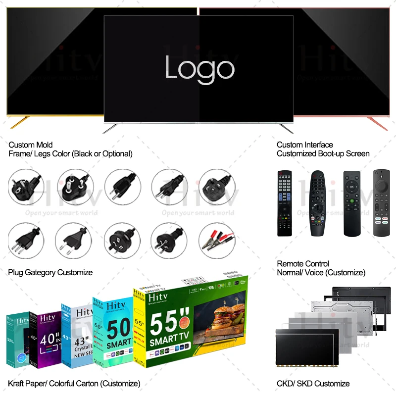 Cheap 40 Inch Borderless Full Screen 4K LED Tv Television 43 Inch Smart Tv