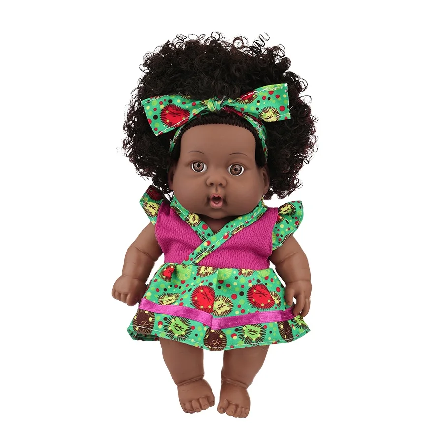 Hot-selling Vinyl Dolls for Kids Black African Reborn Doll  Cute Black Baby Doll Toy