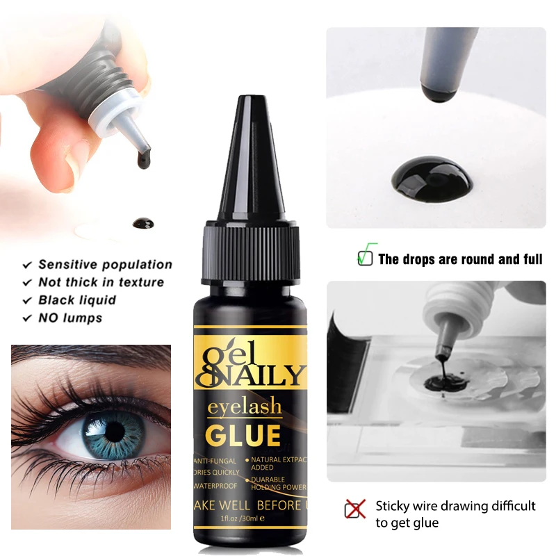 0.5s 1s 2s Second Waterproof Eyelash Extension Glue Custom Lash Glue for Eyelash Extension Black Clear Eyelash Glue