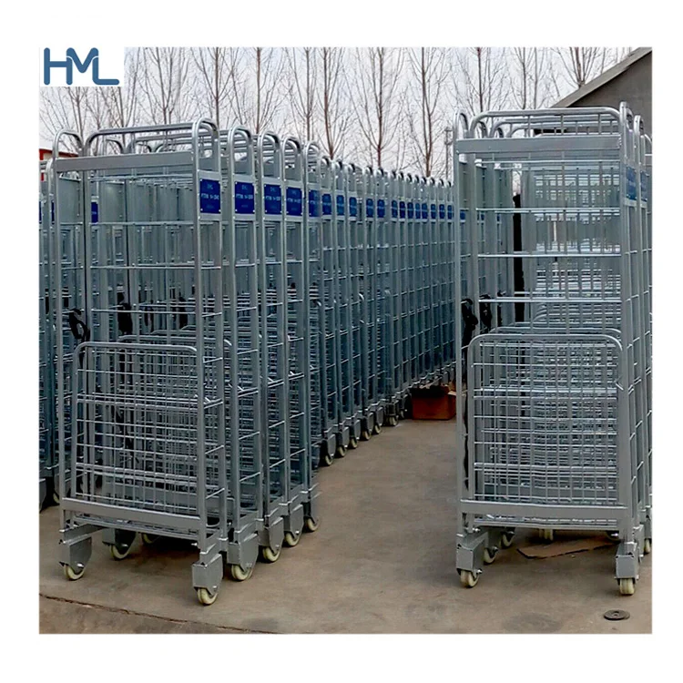 Складная прочная защитная тележка из металлической проволочной сетки для Логистического Склада