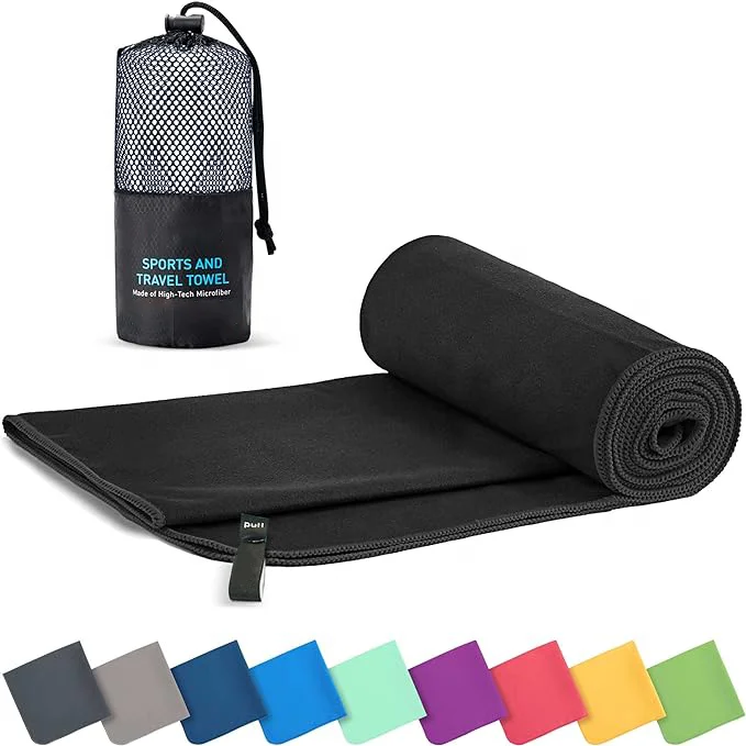 High quality free custom light weight quick dry travel sport gym bath microfiber beach towel