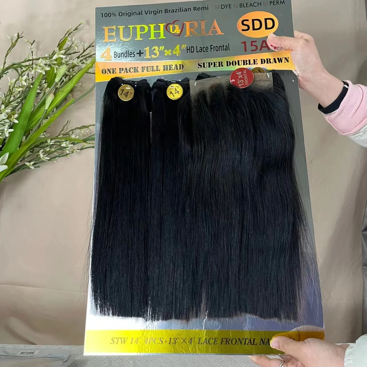 KEMY HAIR 4+1 SDD Remy Human Hair Pack Bone Straight bundles with Frontal Super Double Drawn Bundles Wigs for Black Women