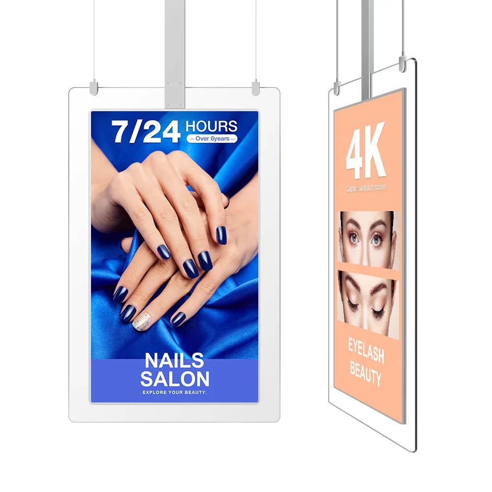 New Arrival Hanging 43 inch Double Side Digital Signage Displays Transparent LCD Advertising Player Kiosk