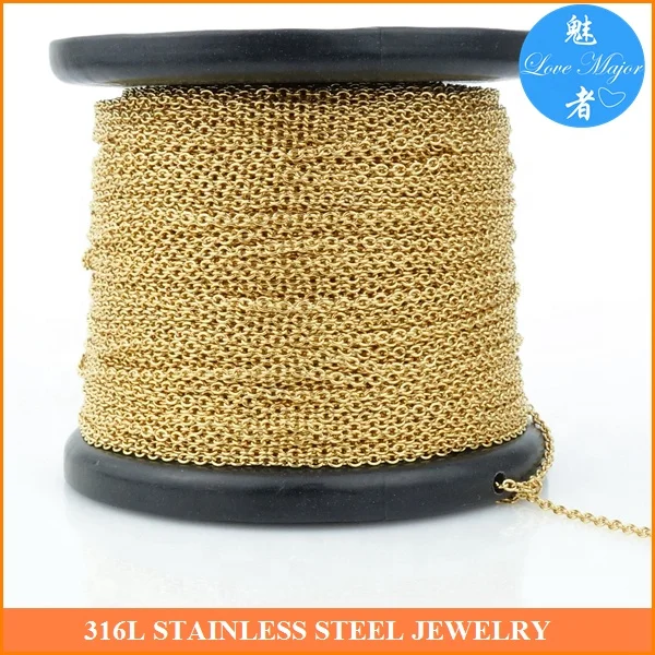 Gold Plated Fashion Stainless Steel Jewelry Necklace Making Oval Chain with Round Wire In Spool