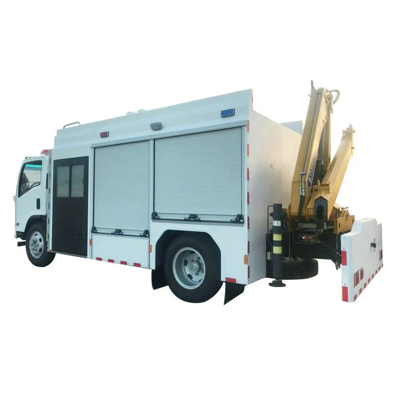 Professional chinese wholesaler cheap Isuzu fire fighting truck with 3tons XCMG crane