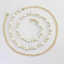 QY Personalized Rhinestone inlaid pearl waist chain simple dress decoration waist belt