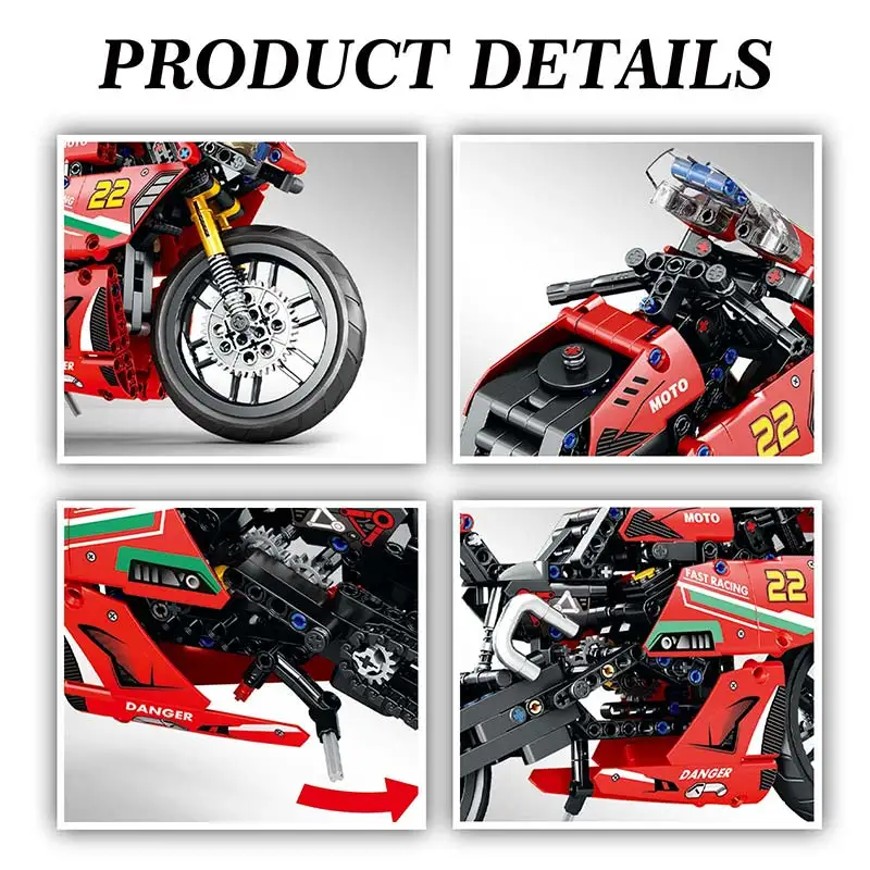Technology Motorcycle Building Blocks 470 Pcs Construction Toys Motorcycle Model Building Bricks Sets