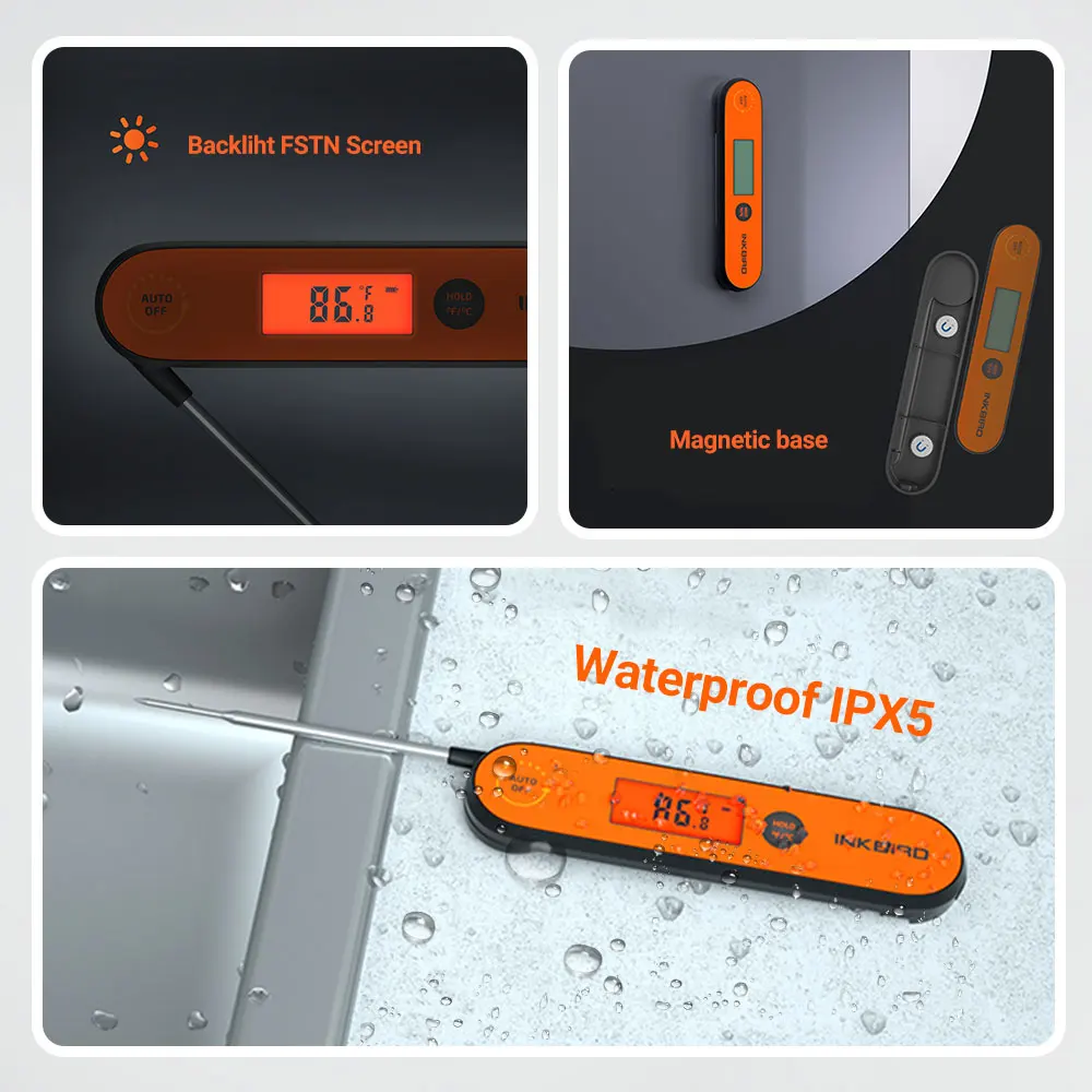 Inkbird IHT-1P digital waterproof instant read meat cooking grill thermometer