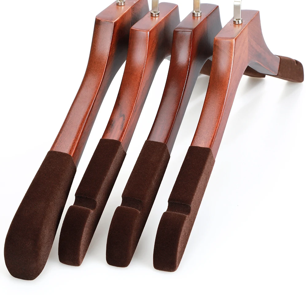 Customized High-Grade Luxury Anti-slip Vintage Wood Clothes Hanger With Velvet