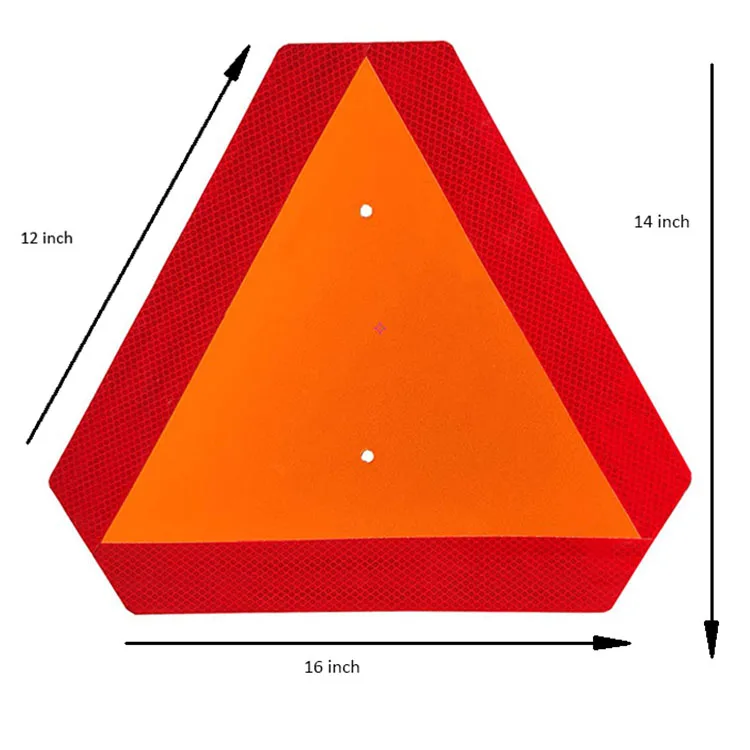 Color Marked Slow Moving Vehicle Sign Kit Vehicle Emblem ECE Rear Warning Sign For Agricultural Vehicles Golf Cart Truck Trailer