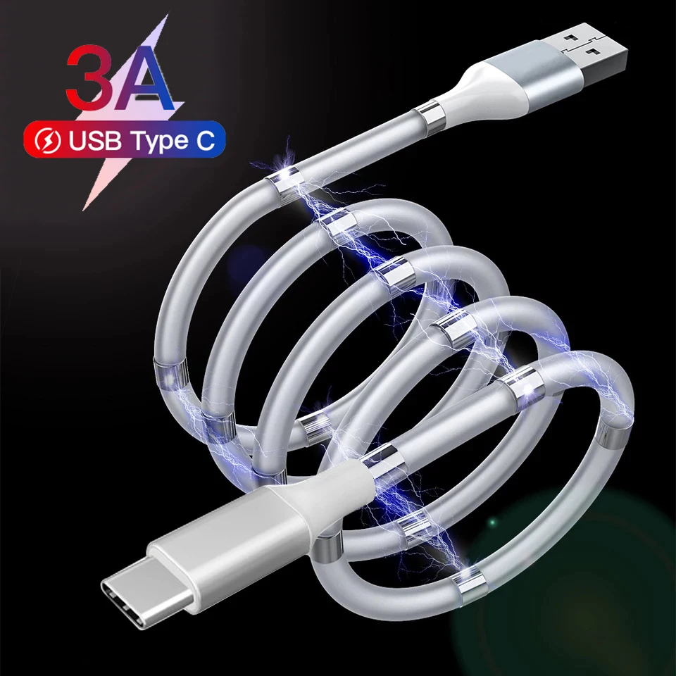 2021 Hot Selling Reusable Charging Cable Us Bracelet Repairable Charging Cable Rotatable Magnetic With Magnet 3 In 1 Flex Cable