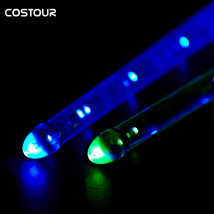 Wholesale OEM Acrylic 5a LED Drum Stick With Switch Light Up Bluk Jazz Drum Stick