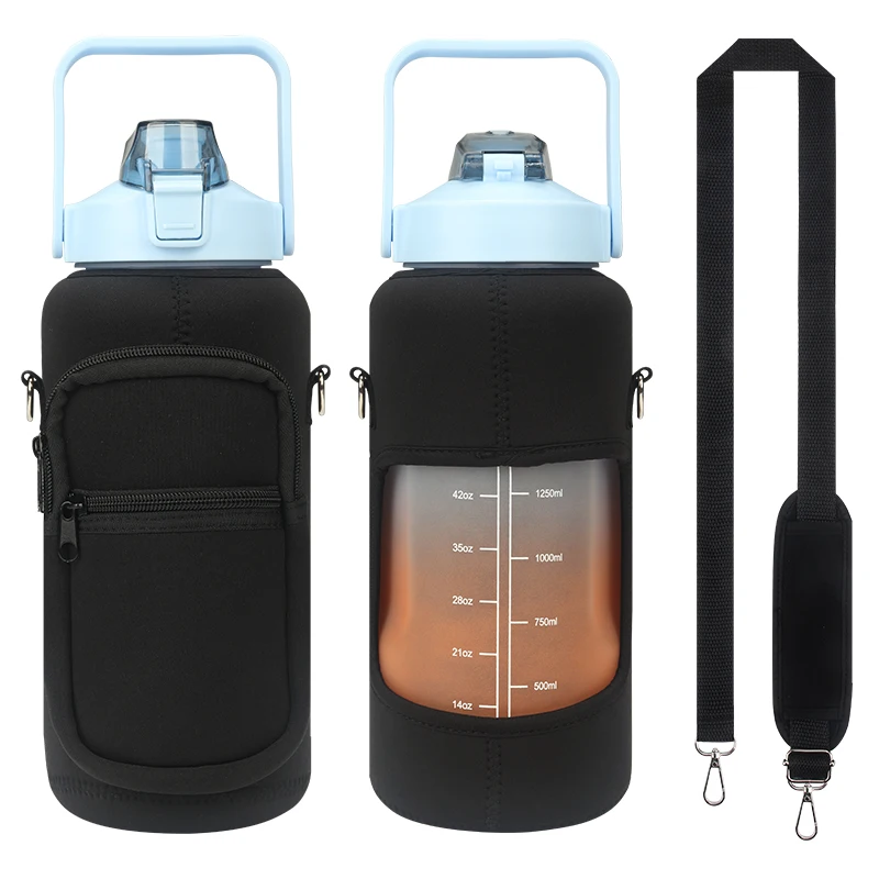 Half Gallon 64oz/2L Water Bottle Sleeve Protective Cover Sport Water Bottle Carrier with Strap