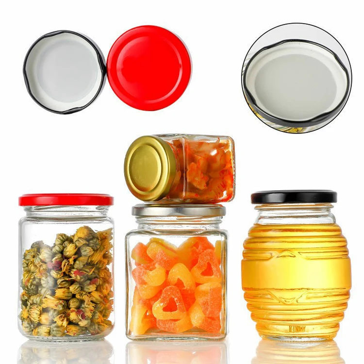 50ml 80ml 100ml 150ml 200ml 280ml 380ml 500ml 730ml Empty Square Clear Glass Honey Jar For Food Storage Jam with Metal lid