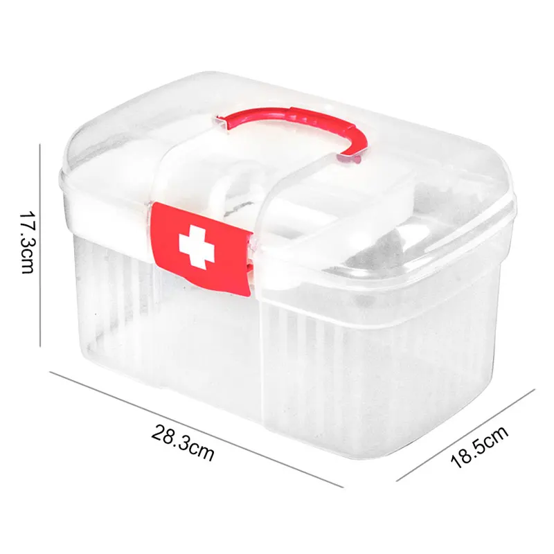 First Aid Kit Plastic Portable Medicine  Pharmacy Box Clear Tray Family Medical Box Storage Tool Box