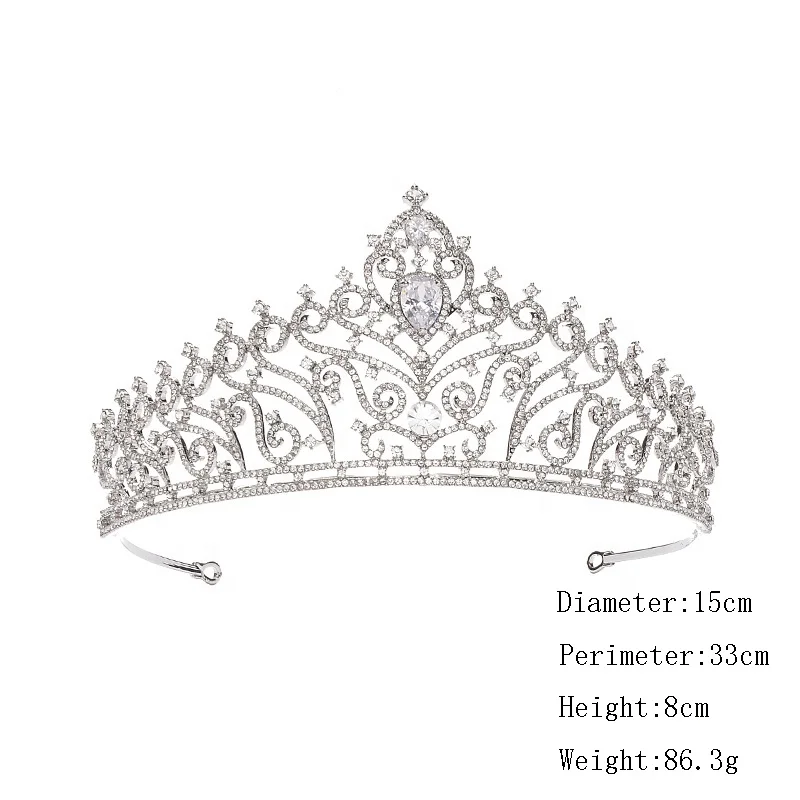 Индивидуальная простая оптовая продажа серебряная Свадебная Корона из сплава с кристаллами для невесты женщин