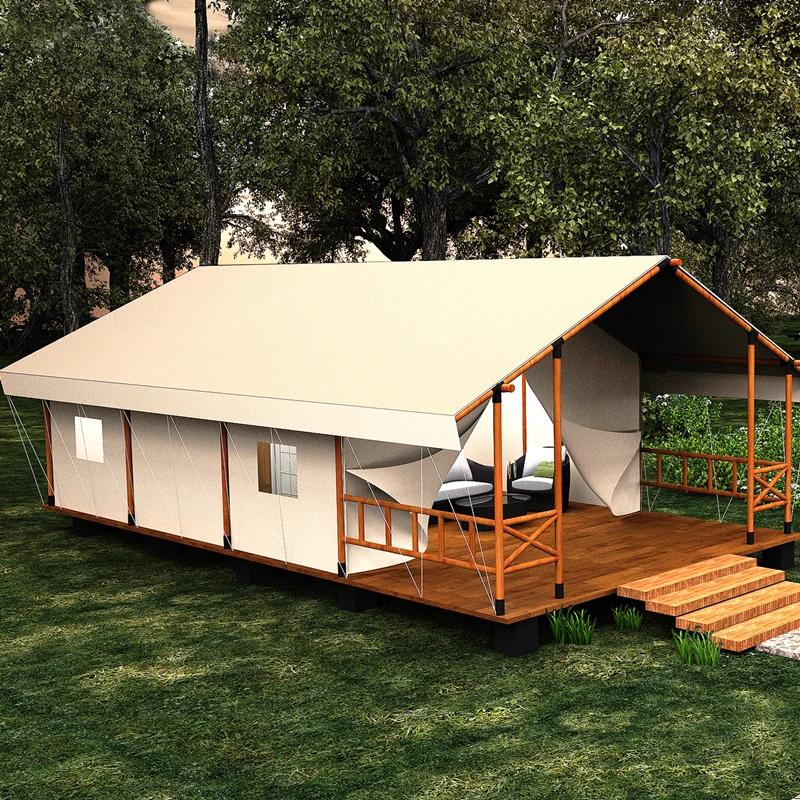 Антикоррозийная рама из сосновой древесины и водонепроницаемая ткань из ткани Оксфорд для кемпинга на открытом воздухе экзотические африканские сафаритные палатки для двоих