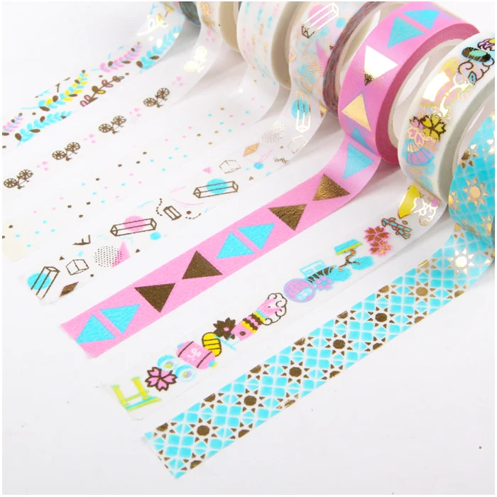 hot sale various styles portable assorted hot foil washi masking paper tape for decoration